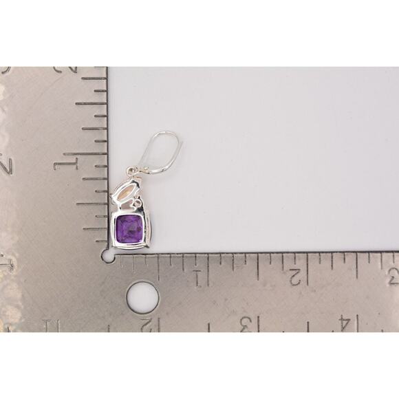 NVC Crystal Dangle Earrings Purple Orange Rhinestone Silver Tone Signed BinAK - Picture 12 of 12